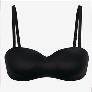 Victoria's Secret BareLightly Lined Smooth Strapless/Convertable Bra Black (34C)